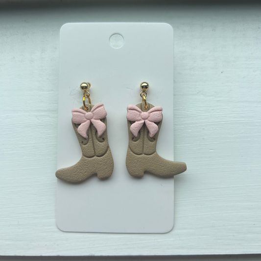 Pink Bow Cowgirl Earrings